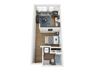 Studio Floor Plan at Proctor Flats, Tacoma, WA