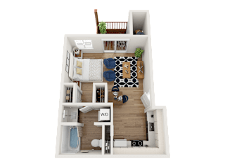 Studio Floor Plan at Telka Apartments, Silverdale, Washington