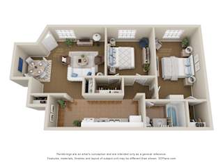2 Bed 1 Bath Floor Plan at Emerald Greens, Norman, OK