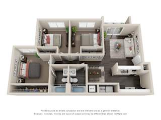 3BD/2B Floor Plan at Oak Chase II, Tampa