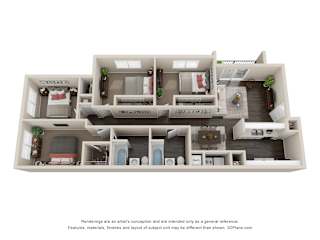 4BD/2B Floor Plan at Oak Chase II, Florida