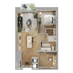 Falk Premium 1  Bed   1  Bath   847 Sq. Ft. at Bemiston Place Apartments, Clayton