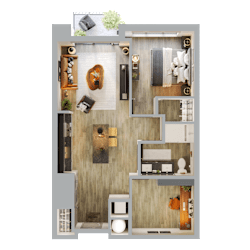 Falk 1  Bed   1  Bath   847 Sq. Ft. at Bemiston Place Apartments, Clayton Missouri
