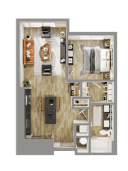 Brooks 1  Bed   1  Bath   752 Sq. Ft. at Bemiston Place Apartments, Clayton, MO