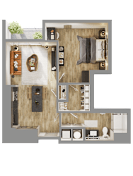 a floor plan of a house with a bedroom and a living room at Bemiston Place Apartments, Clayton, MO 63105