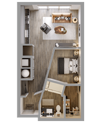 Alsbury 1  Bed   1  Bath   602 Sq. Ft.at Bemiston Place Apartments, Missouri, 63105