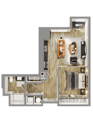 Alston 1  Bed   1  Bath   652 Sq. Ft. at Bemiston Place Apartments, Clayton, MO