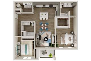 a 1 bedroom floor plan with a bathroom and a living room