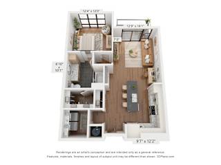 A3 Floorplan at Plaza at Pinnacle Hills, Rogers