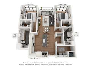 B1_1 Floorplan at Plaza at Pinnacle Hills, Arkansas, 72758