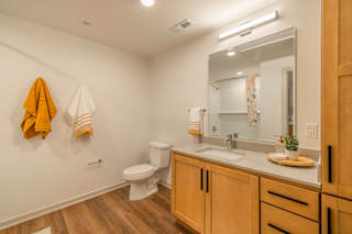 Bathroom with towel hanging stand at Timber Club, St. Peters, MO
