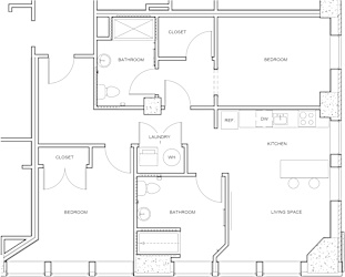 2 bed 2 bath Floorplan at Studebaker Lofts, Indiana