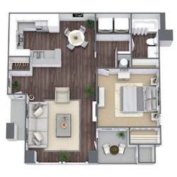 1X1 Longboat Floor Plan, 718 SQFT