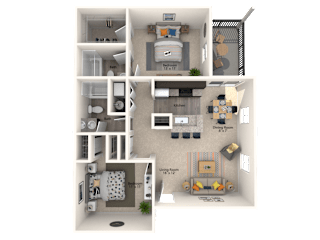 2X2 Shenandoah Floor Plan, 885 SQFT.