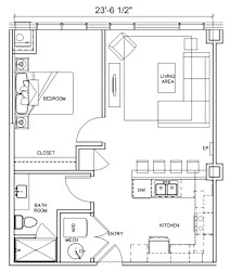 Coleman 1Bed Floor Plan at The 503 Apartments, Dayton
