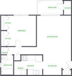 Our 1 Bedroom 1 Bathroom Floor Plan