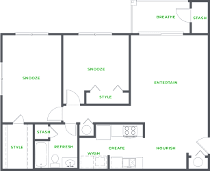 Our 2 Bedroom 1 Bathroom Floor Plan