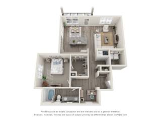 A4 1 bed 1 bath 1040 sq ft