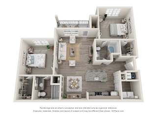 2 Bed 2 Bath 1157 sq ft Apartment