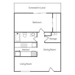 Sailwind Floor Plan 1 bedroom 1 bathroom 820 sq ft