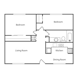 Seaspray Floor Plan 2 bedroom 1 bathroom 800 sq ft