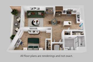 3d floor plan of a house with bedrooms and a living room