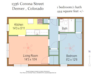 1336 Corona 1 Bedroom Floorplan