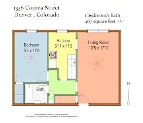 1336 Corona 1 Bedroom Floorplan