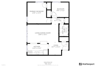 Floor Plan 2 Bed 1 Bath