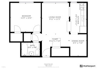 Floor Plan 1 Bed 1 Bath
