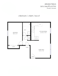 A floor plan for a one bedroom apartment with a bath and a living area.
