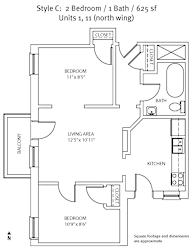Floor Plan 2 Bed 1 Bath