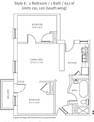 Floor Plan 2 Bed 1 Bath