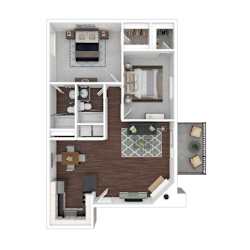 Kona Plan at Miramar Apartments, Denver Colorado