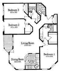 A black and white image of a house floor plan with labeled rooms.