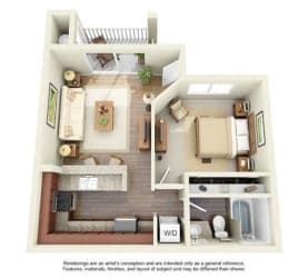 1 BED 1 BATH - A1R floorplan