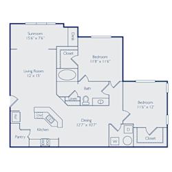 Floor Plan Two Bedroom w Sunroom