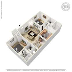 Braeburn, 2 br, 2 ba, 920 sq. ft. floor plan