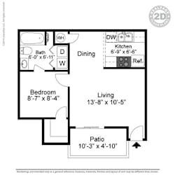 Cameo, 1 br, 1 ba, 520 sq. ft. floor plan