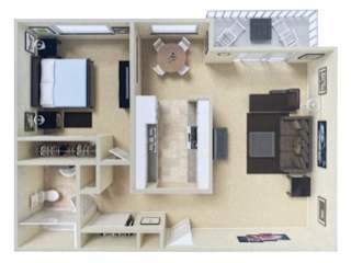 a floor plan of a house with a bedroom and a living room