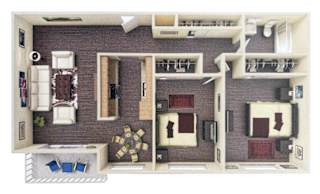 a floor plan of a house with a bedroom and a living room