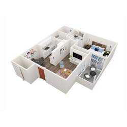 2 bed two bath floorplan at Creekview Apartments, Utah