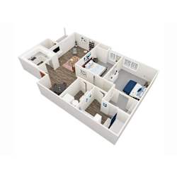 2 bed two bathroom floorplan at Creekview Apartments, Midvale, UT 84047
