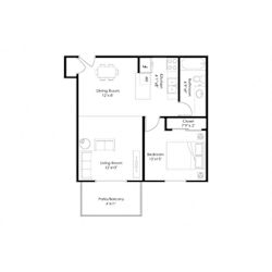 One bedroom apartment floor plan at Prosper West Apartments, Minnesota, 56387
