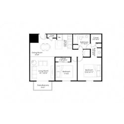 Two bed apartment floor plan layout at Prosper West Apartments, Waite Park, Minnesota
