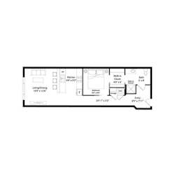 One bedroom one bathroom apartment floor plan at Regency Park Apartments, St Cloud, 56304