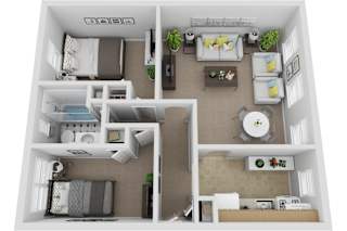 2 Bedroom 1 Bath 829sf non renovated floor plan, Mt. Ridge Apartments, Baltimore MD