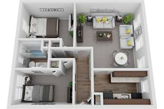 2 Bedroom 1 Bath 829sf renovated floor plan, Mt. Ridge Apartments, Baltimore MD