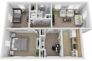 2 Bedroom 1 Bath 900sf non renovated floor plan, Mt. Ridge Apartments, Baltimore MD