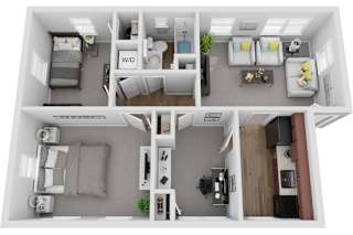 2 Bedroom 1 Bath 900sf renovated floor plan, Mt. Ridge Apartments, Baltimore MD